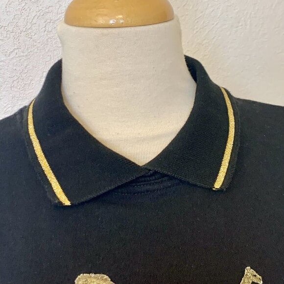 Tia womens top SZ LG womens Exotic animals Giraffe Lion Elephant Black s… - Picture 5 of 6